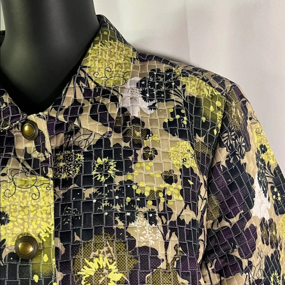 Christopher & Banks Multicolor Floral Print 3/4 Sleeve Button Front Jacket - Picture 5 of 16